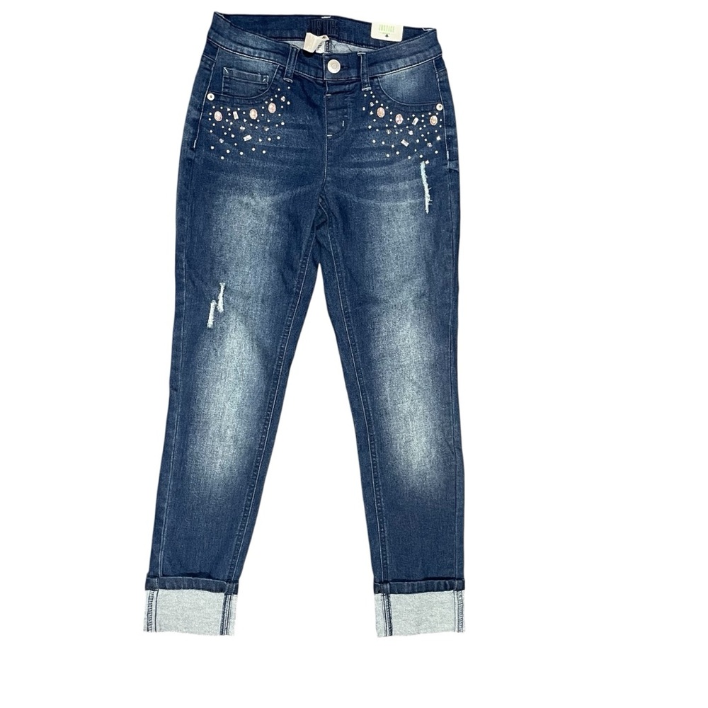 Justice Dark Blue Embellished Cropped Jeans